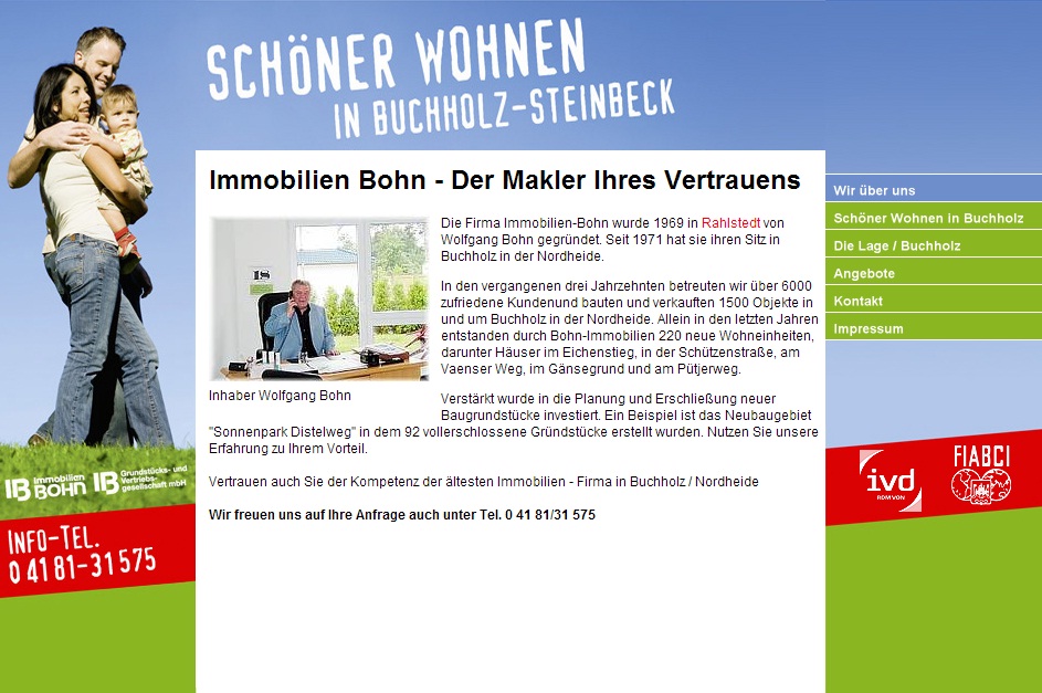 Die Homepage der Immobilienfirma Bohn - will das Wochenblatt Makler Ronny Bohn zum Bürgermeisterkandidaten aufbauen?